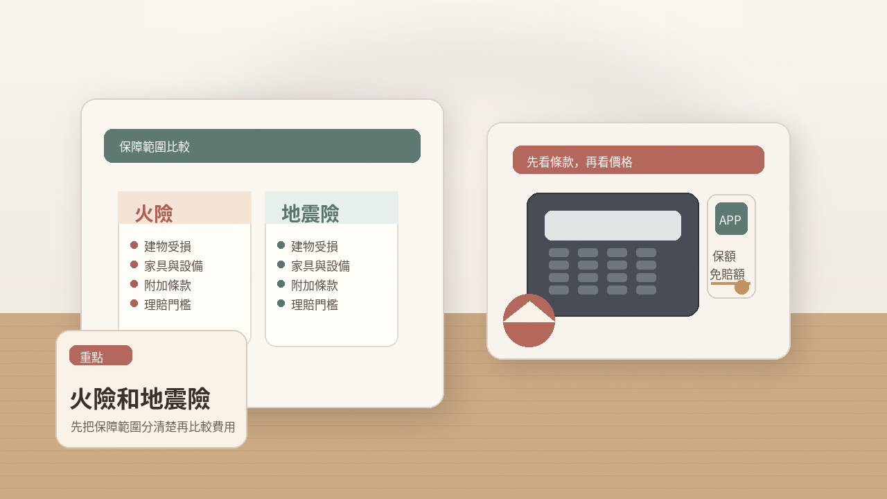 火險與地震險保障範圍比較示意