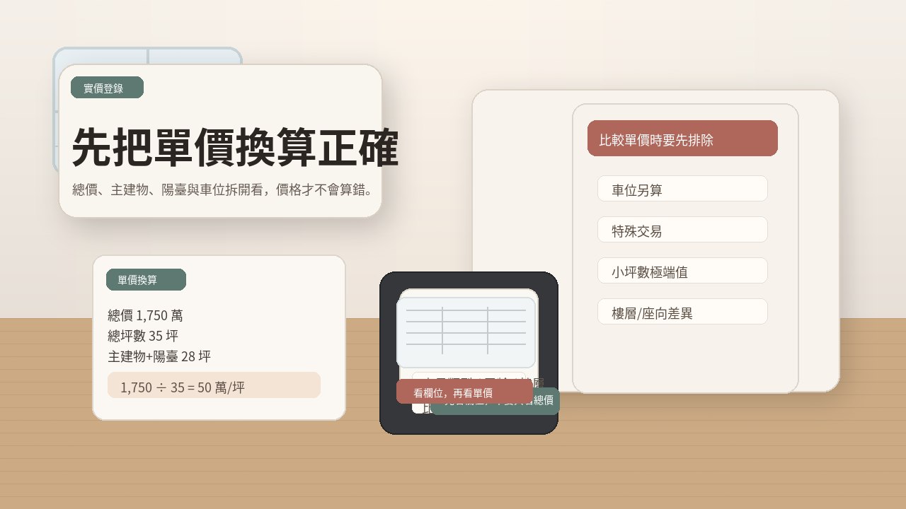 實價登錄單價換算示意