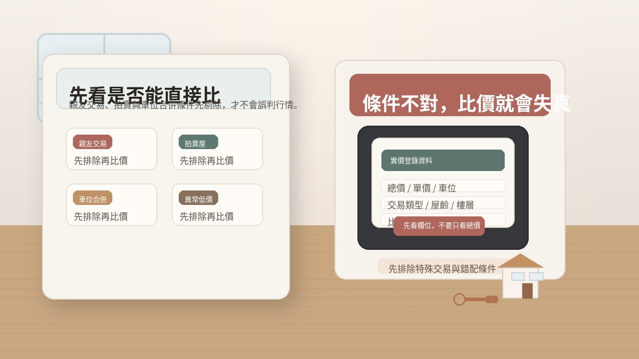 實價登錄特殊交易篩選示意