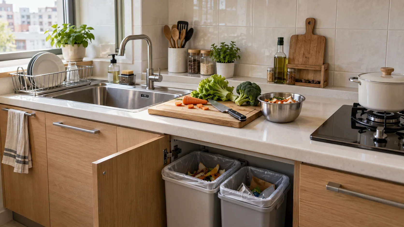 廚房備料時垃圾怎麼放？水槽、垃圾桶與動線的安排