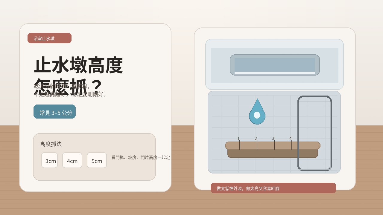 浴室止水墩高度怎麼抓？乾濕分離的關鍵細節一次搞懂