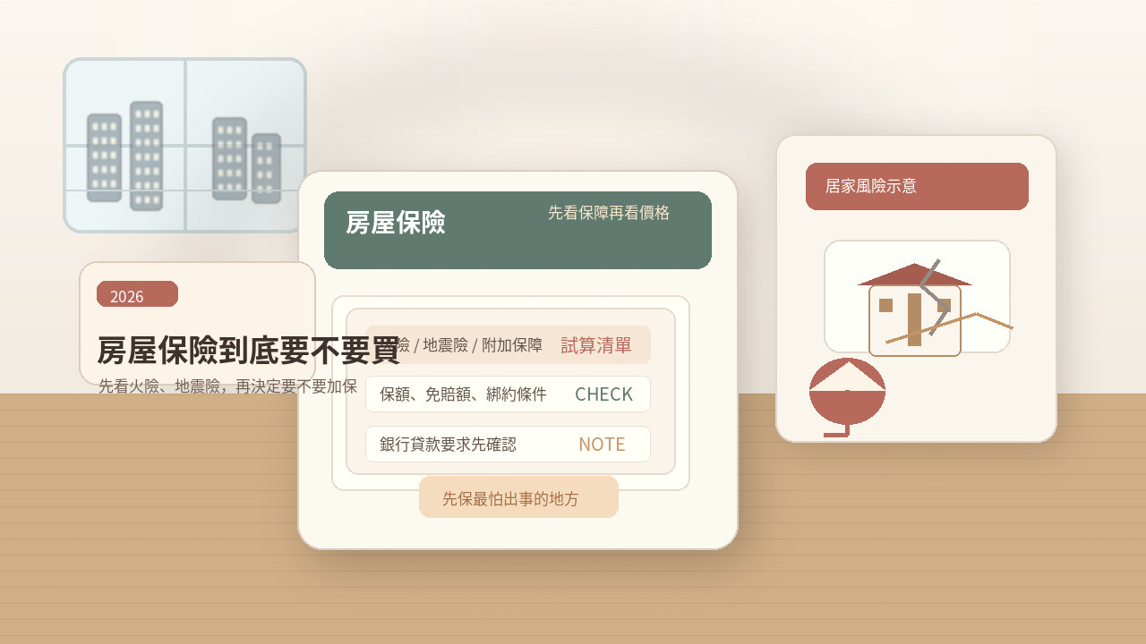 房屋保險到底要不要買？火險、地震險保障範圍與費用一次搞懂
