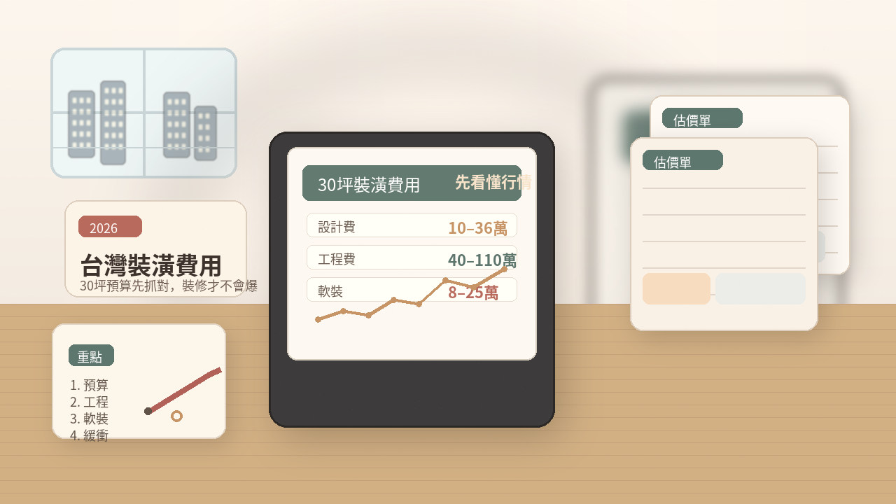 台灣裝潢費用完整攻略：30坪到底要花多少錢？行情解析